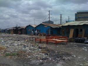 Roadside shops on the way to Charisma Tumaini in Sinai slum