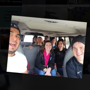 Driving to Dallas -- yes, there WERE ten of us (two people were avoiding the camera...).