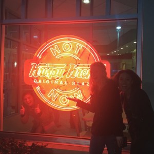 So after the work was done, we decided to live it up in the big city -- group date to Krispy Kreme!