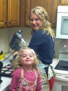 Caught unaware in my "natural habitat" as my family jokes! (My sister, of course, is always picture-ready.)